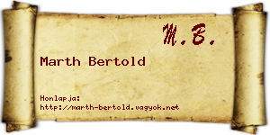 Marth Bertold névjegykártya